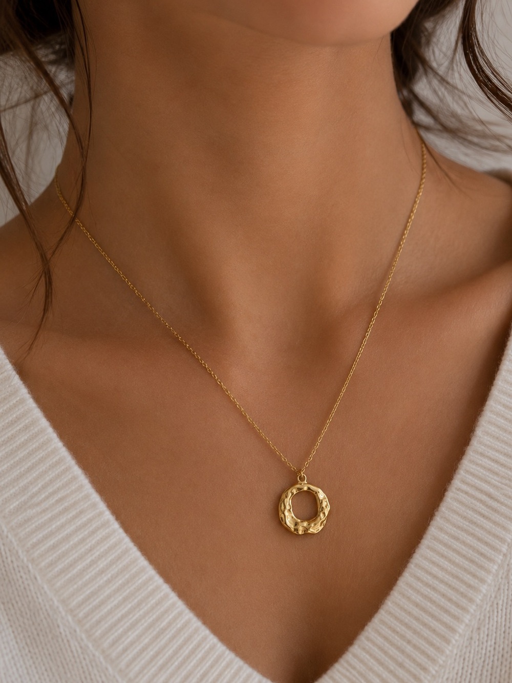 18K Gold Plated Circle Pendant Necklace